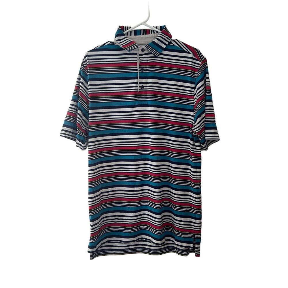 Bobby Jones X-H20 Golf Performance Striped Embroidered Polo Size M‎